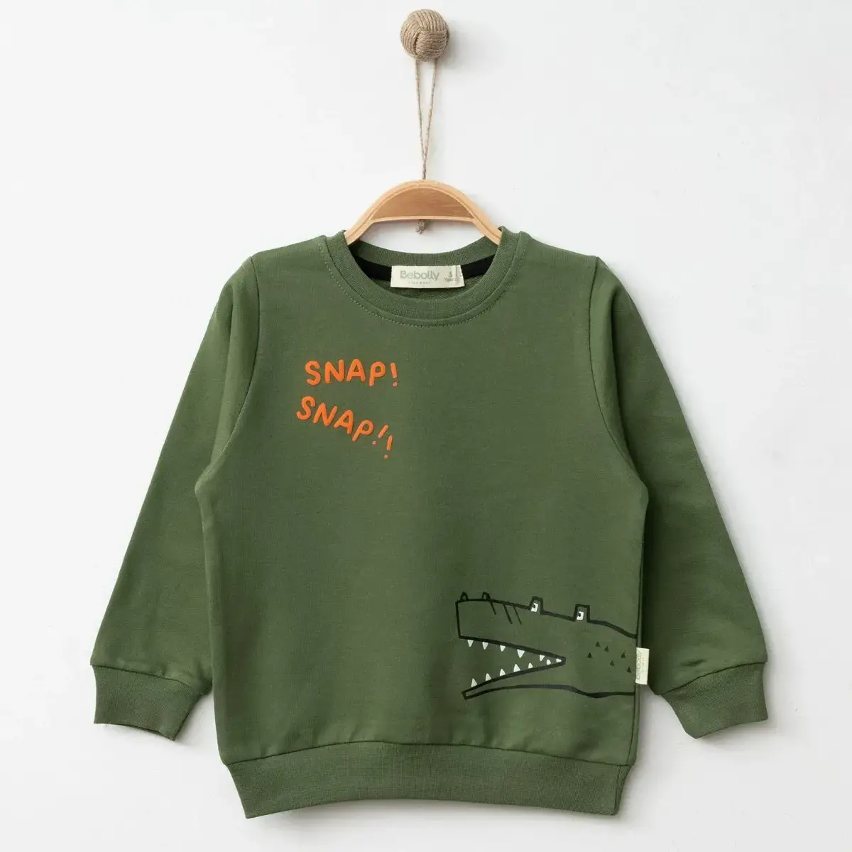 Bebolly Sweatshirt Snap Baskılı Haki