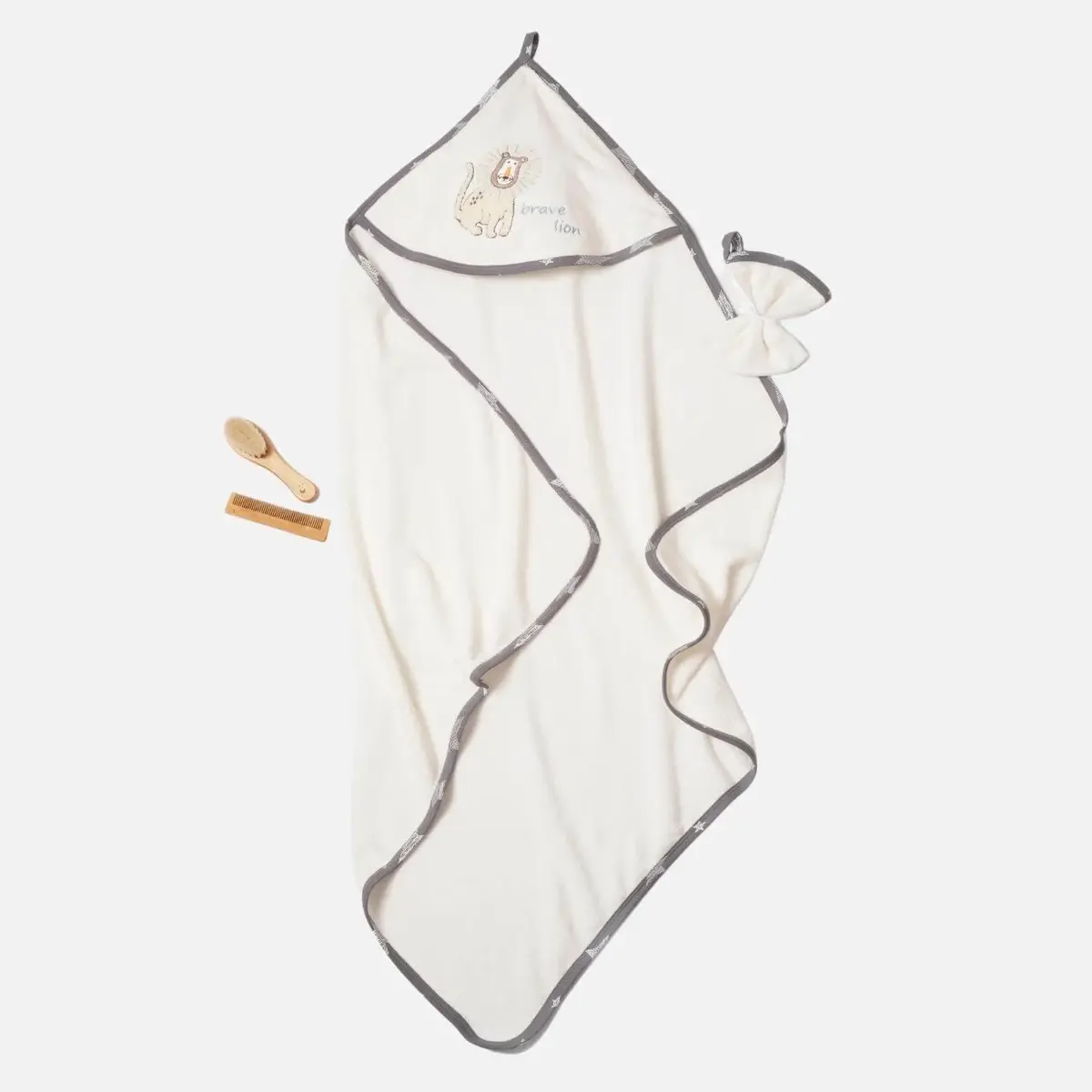 Bibaby Organik Havlu Örme Brave Lion Ekru - Turkuaz