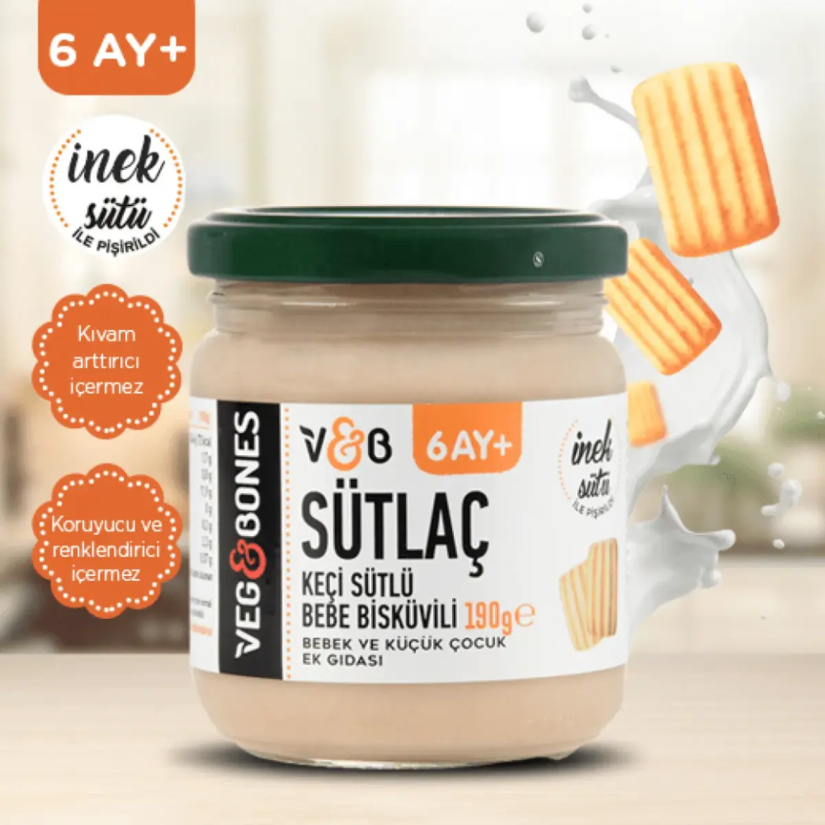 Veg&Bones Keçi Sütlü Bisküvili Sütlaç 190 gr