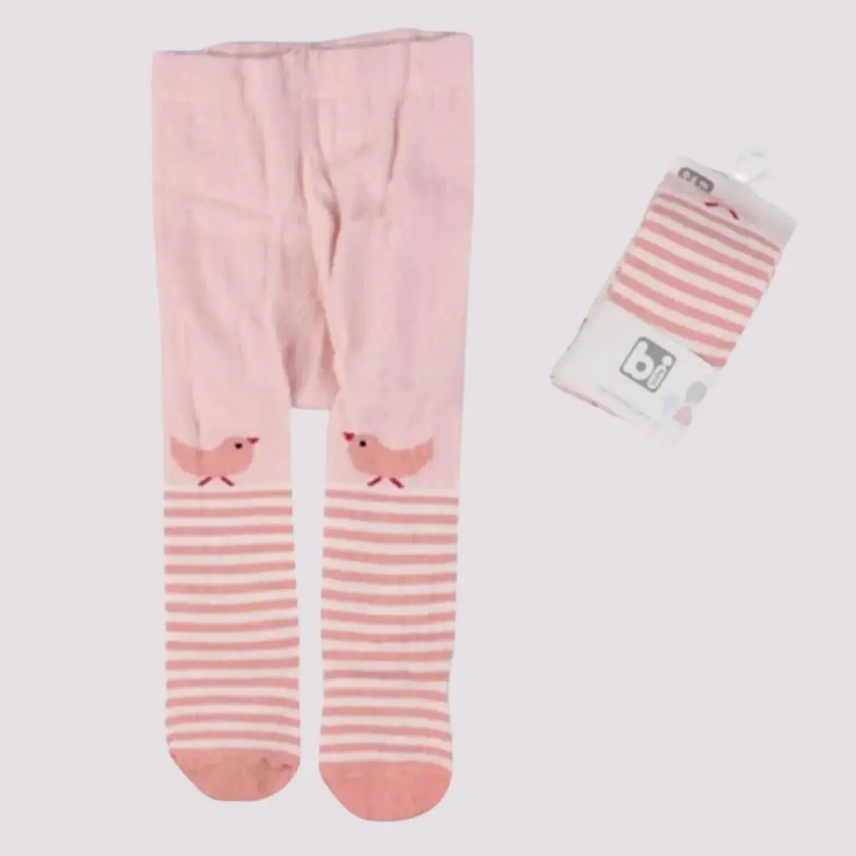 Bibaby Çorap Külotlu Desenli Pembe - Kuş Bibaby Çorap Külotlu Desenli Pembe - Kuş
