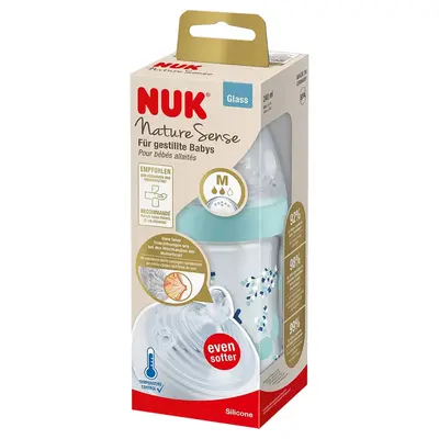 Nuk Nature Sense Isı Göstergeli Cam Biberon 240 ml Mavi