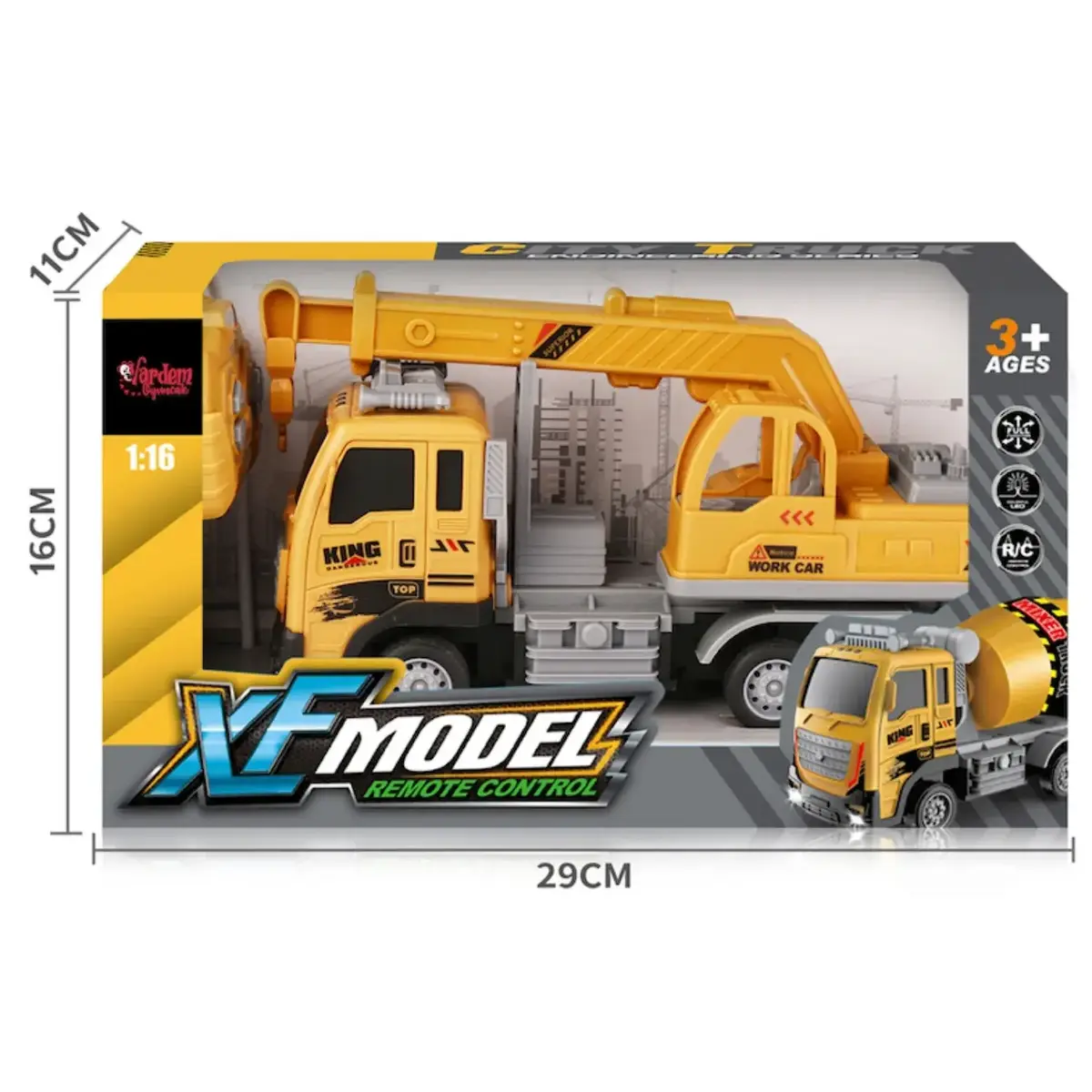 Vardem Kutulu Uzaktan Kumandalı Full Fonksiyon Şarjlı 1:16 XF Model İş Kamyonu