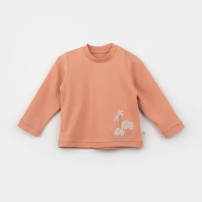 Bibaby Organik Sweatshirt Hello Safari Ekru - Kiremit