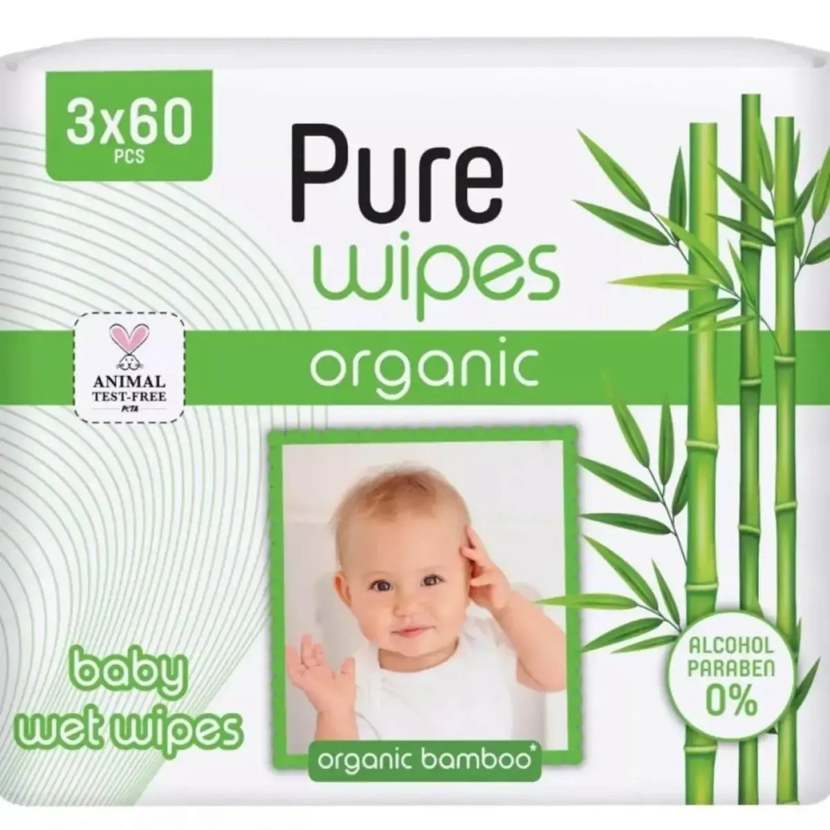 Pure Wipes Bambu Bebek Islak Havlu 3x60lı