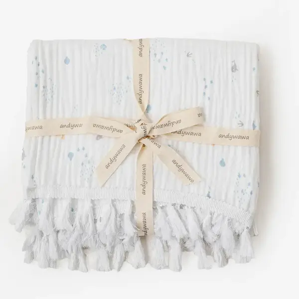 Andy Wawa Müslin Battaniye Ocean Is My Happy Place 100x120 cm Beyaz