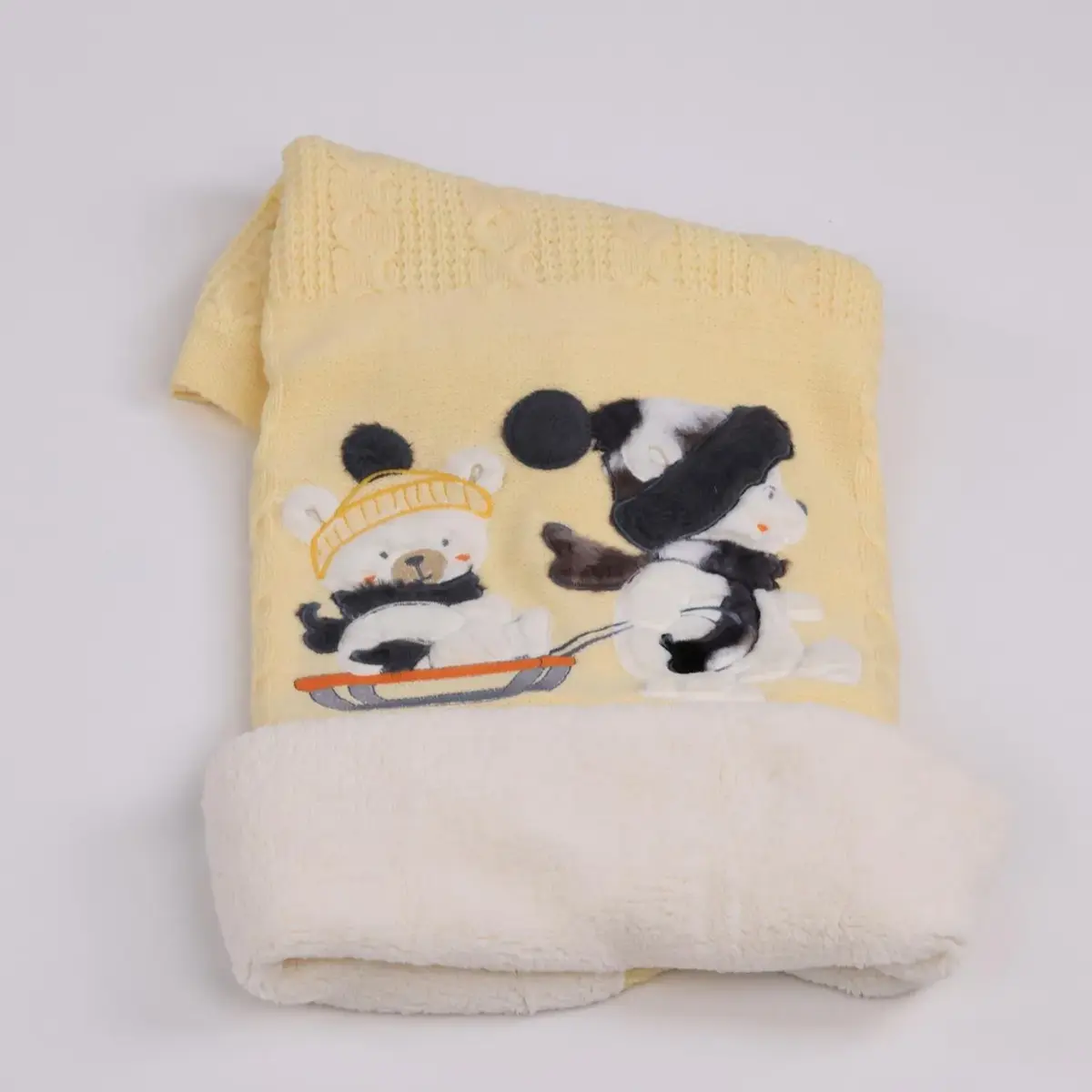 Mini Damla Battaniye Triko Kızaklı 80x100cm Sarı Mini Damla Battaniye Triko Kızaklı 80x100cm Sarı