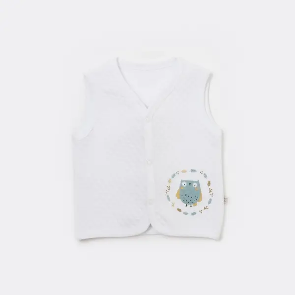 Bibaby Yelek Kapitone Framed Owl Beyaz