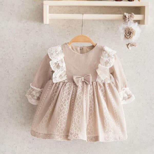 Miomini Elbise Saç Bantlı Triko Roba Dantelli Kahverengi 