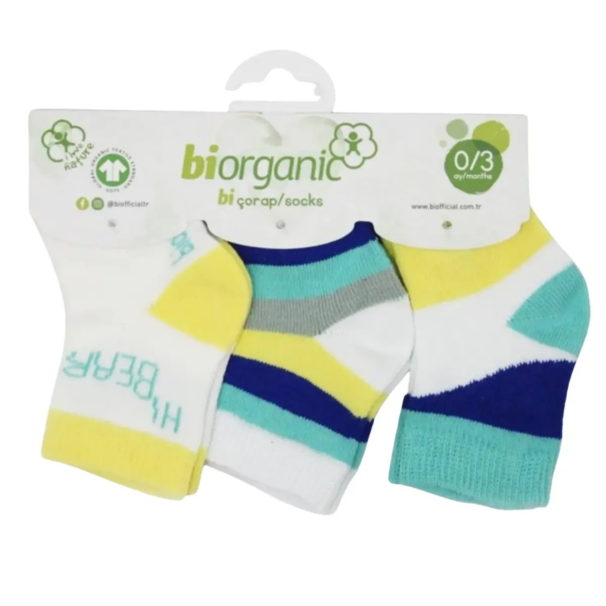 Bibaby Organik Çorap Soket 3lü Hi Bear Yeşil Bibaby Organik Çorap Soket 3lü Hi Bear Yeşil