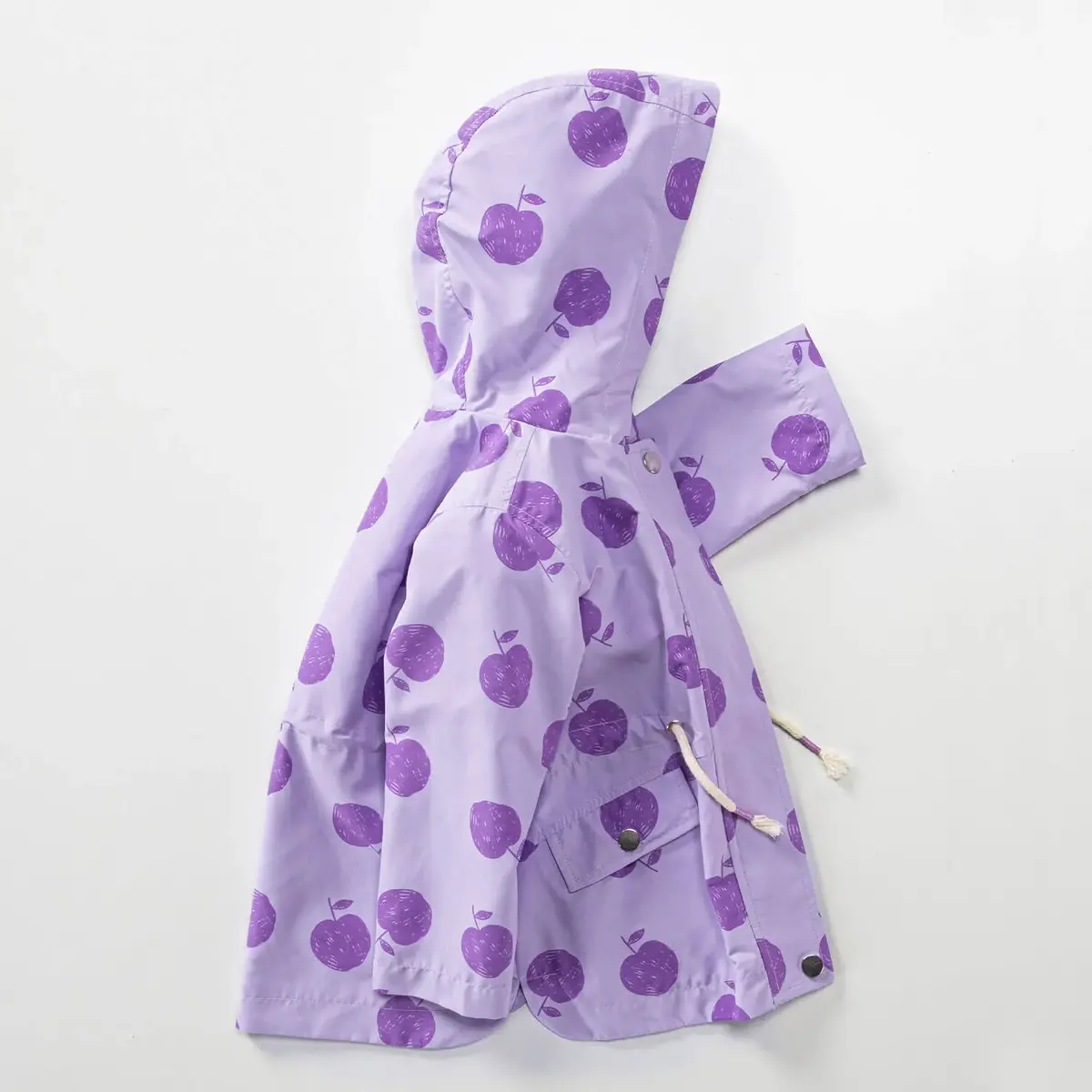 Midimod Yağmurluk Elma Baskılı Lila
