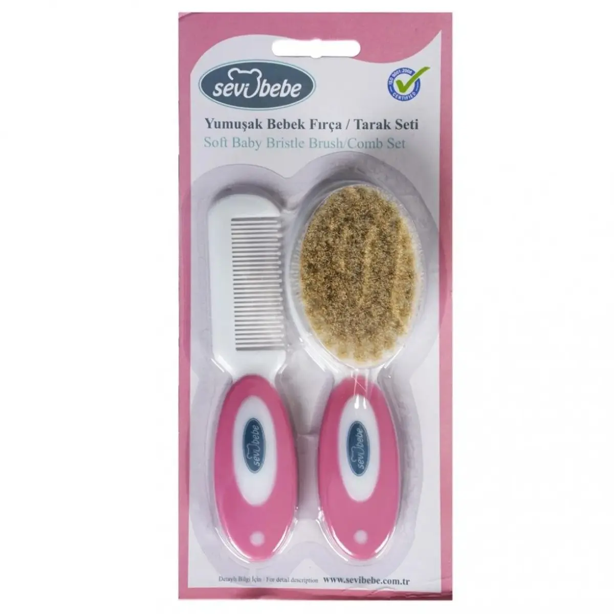 Sevi Bebe Naturel Fırça Tarak Seti Pembe Sevi Bebe Naturel Fırça Tarak Seti Pembe
