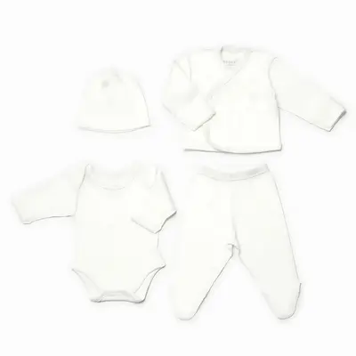 Bibaby Organik Zıbın Takımı 4lü Modal Nature Relax Prematüre Ekru