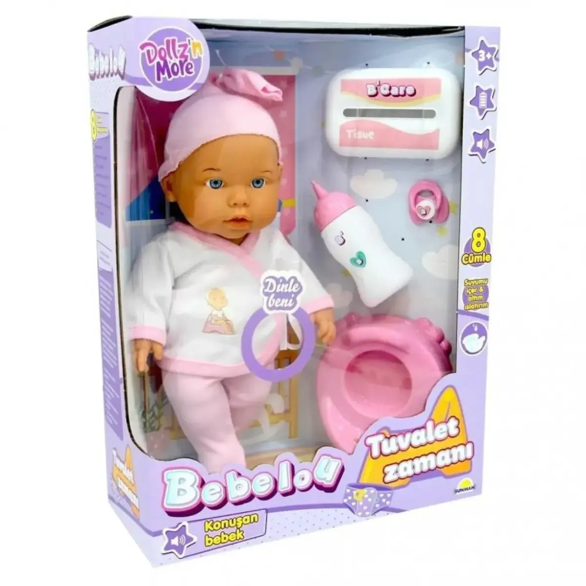 Bebelou Tuvalet Zamanı Bebek Set Sesli 35 Cm