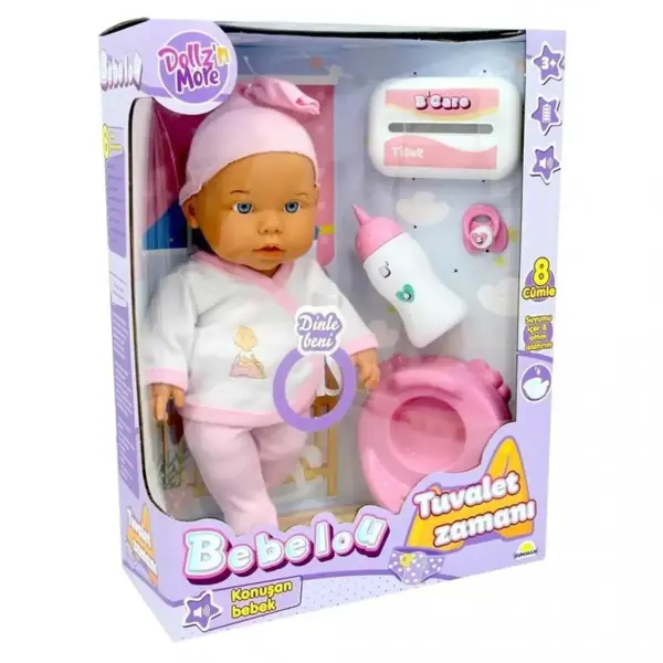 Bebelou Tuvalet Zamanı Bebek Set Sesli 35 Cm