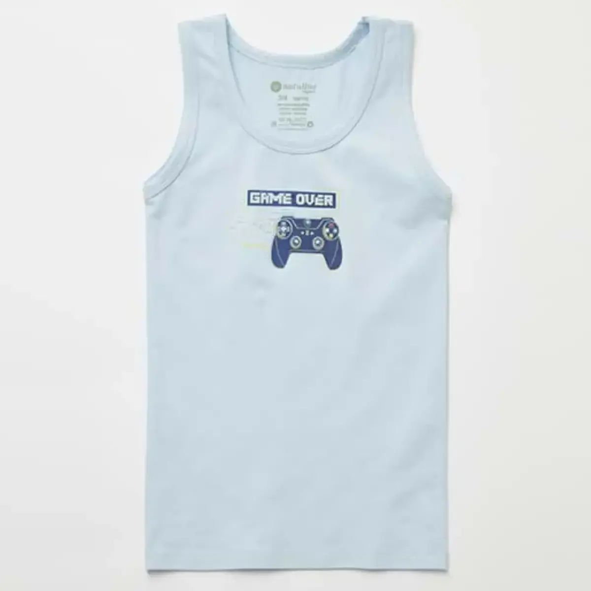 Natuline Organik Atlet Likralı Game Over 2li Mavi - Gri Melanj