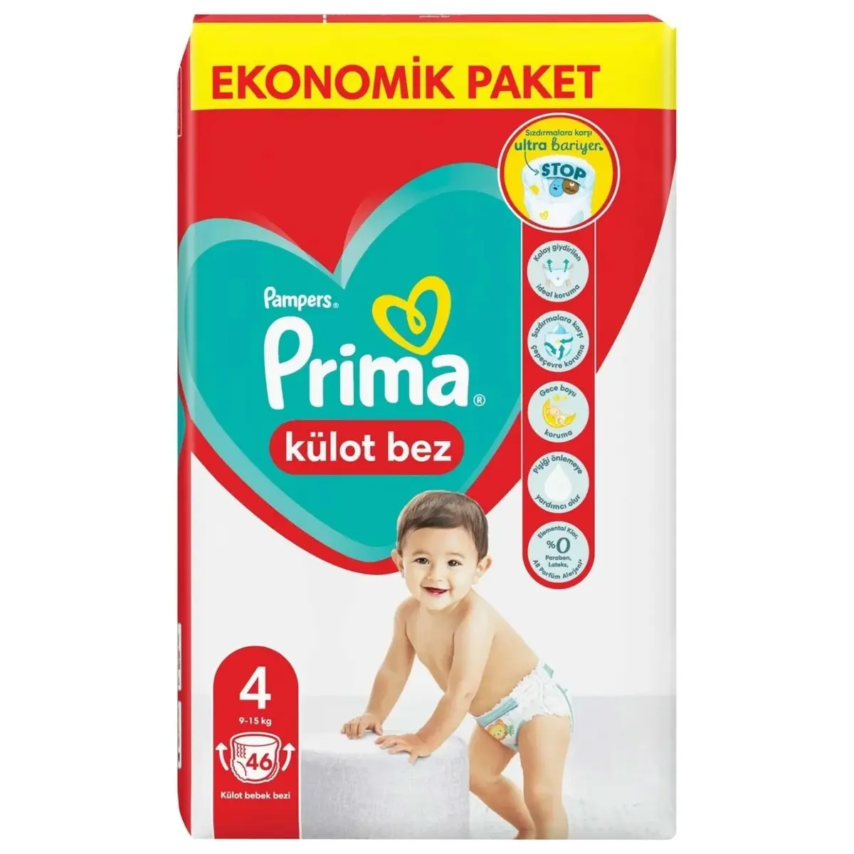 Prima Pants Külot Bebek Bezi 4 Beden Maxi 9-15 Kg 46lı Jumbo Paket