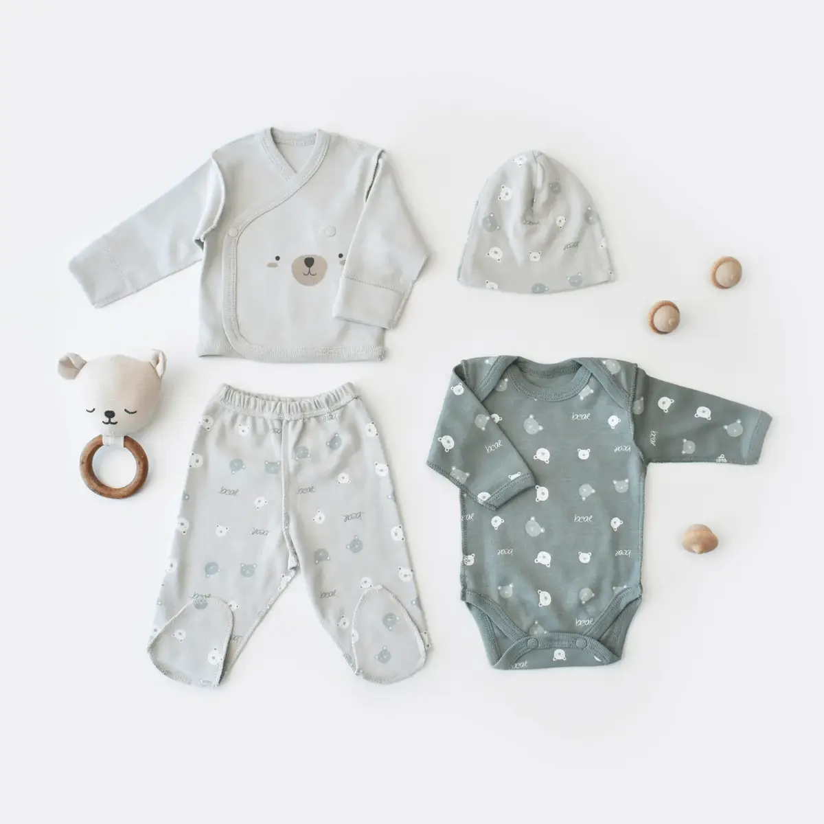 Bibaby Organik Zıbın Takımı Hug Me Bear Prematüre Kar Melanj Bibaby Organik Zıbın Takımı Hug Me Bear Prematüre Kar Melanj