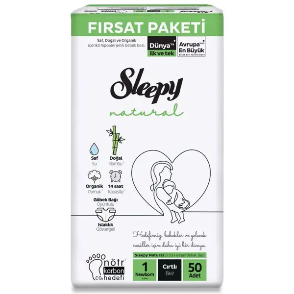 Sleepy Bebek Bezi Natural Yenidoğan 2-5 Kg 50li Fırsat Paket