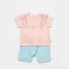 Bibaby Organik 2li Takım Şortlu Always Happy Gül Kurusu - Mint