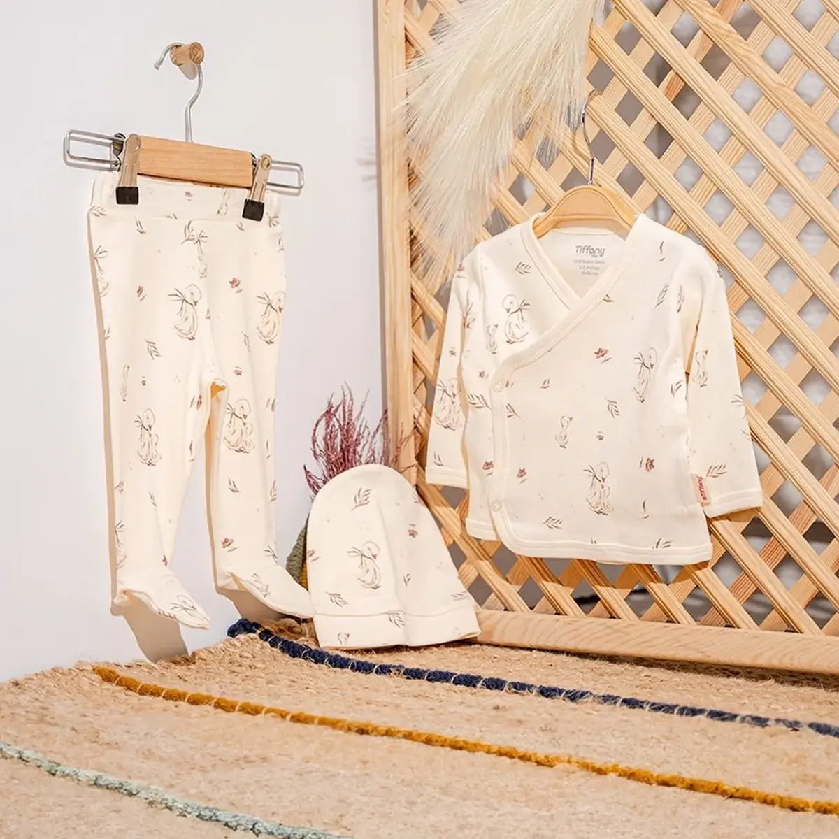 Tiffany Zıbın Takımı 3lü Organik Theme Mother Swan