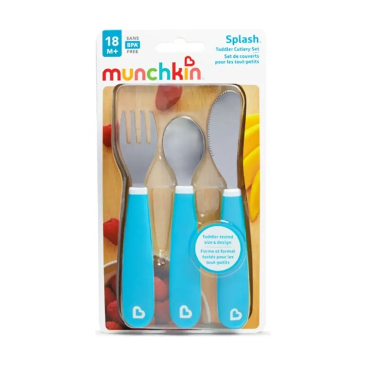 Munchkin Sıçramayı Engelleyici Çocuk Çatal Bıçak Kaşık Seti 18ay+ Mavi