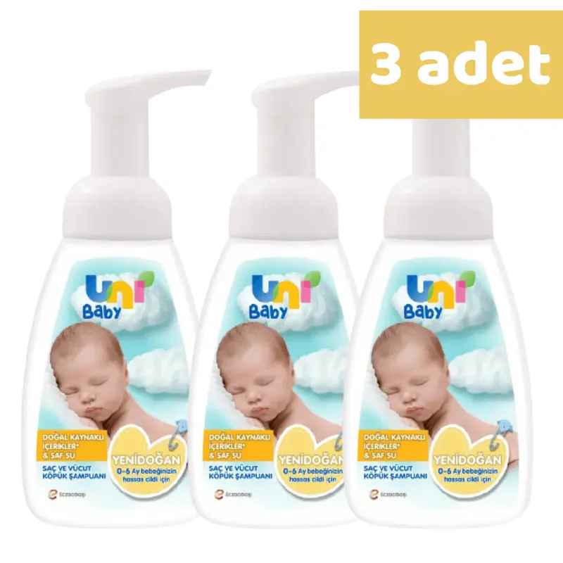 Uni Baby Yenidoğan Köpük Şampuan 200 ml x3