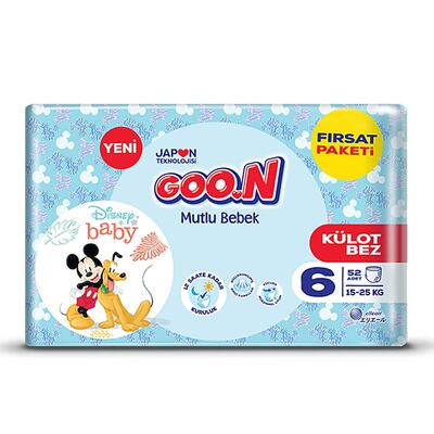 Goon Mutlu Bebek Külot Bebek Bezi 6 Beden 15-25 Kg 52li Aylık Fırsat Paket