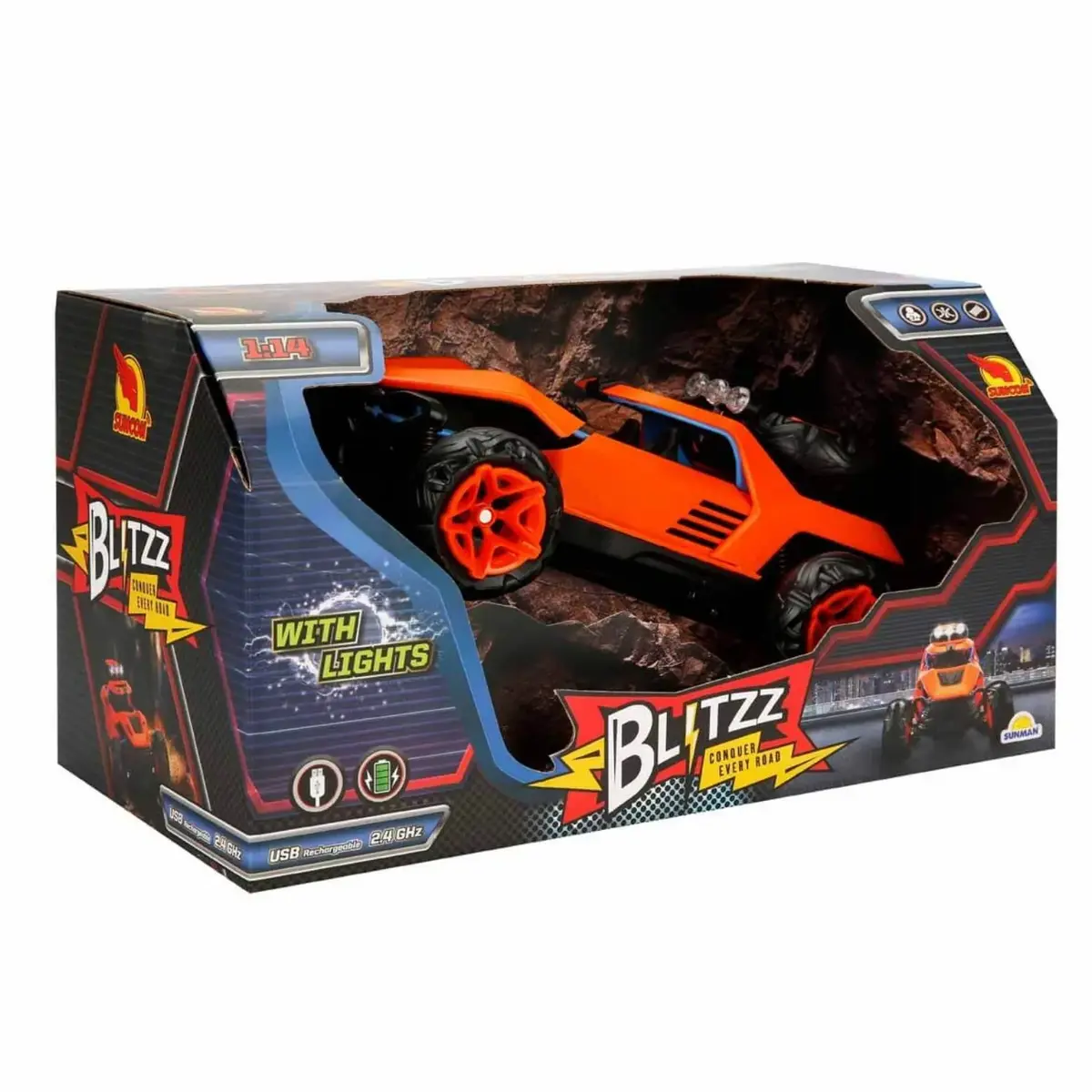 Suncon Blitzz USB Şarjlı Işıklı Uzaktan Kumandalı Araba 32 cm 1:14 