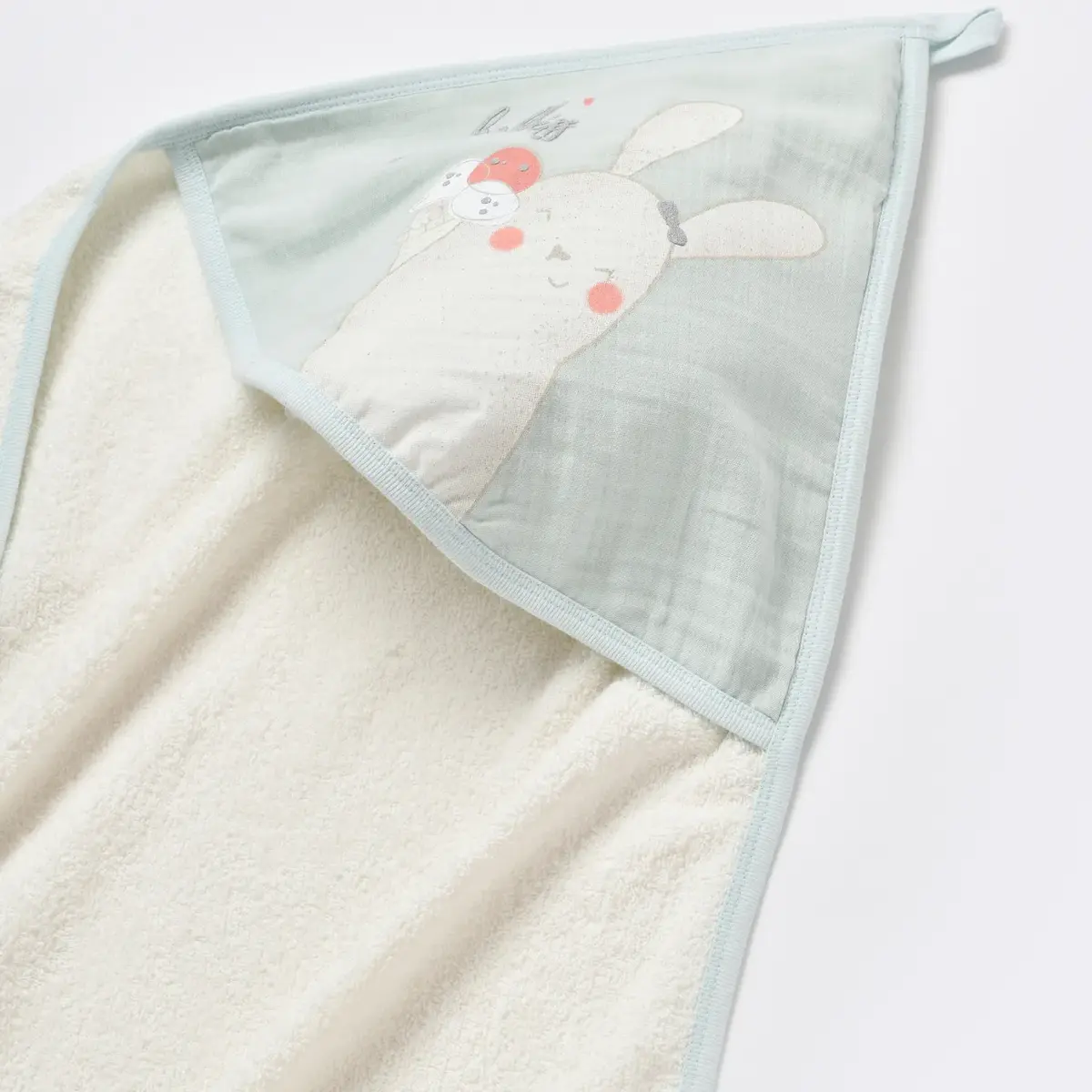 Bibaby Organik Bornoz Takımı Pretty Ears Bunny Mint - Ekru