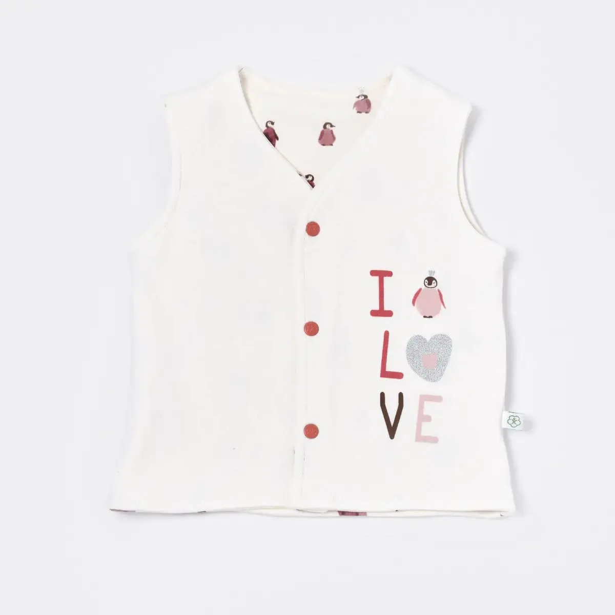 Bibaby Organik Yelek Penye Little Love Rose Dry