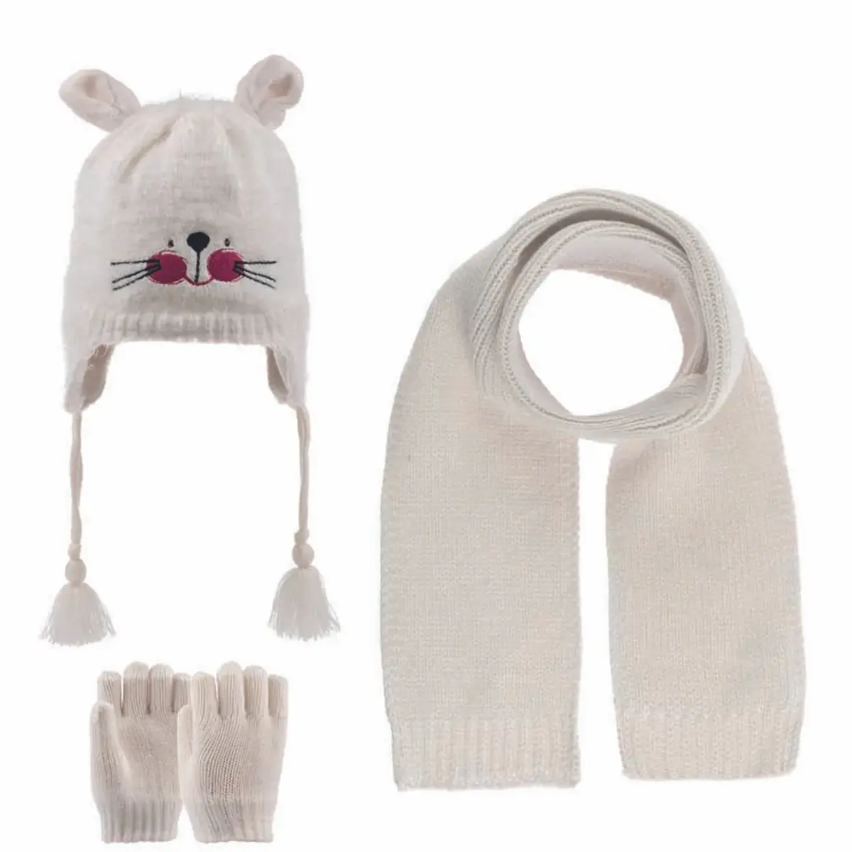 Kitti Atkı Bere Eldiven Takım Krem Kitti Atkı Bere Eldiven Takım Krem