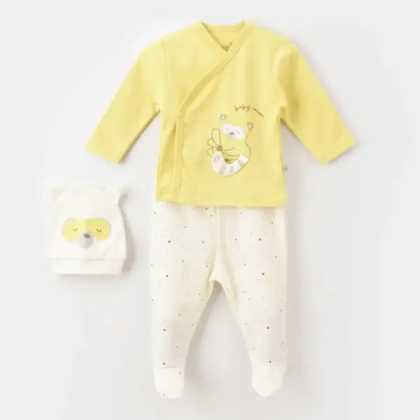 Bibaby Organik Zıbın Takımı 3lü Baby Racoon Lemon Grass - Vanilla Ice
