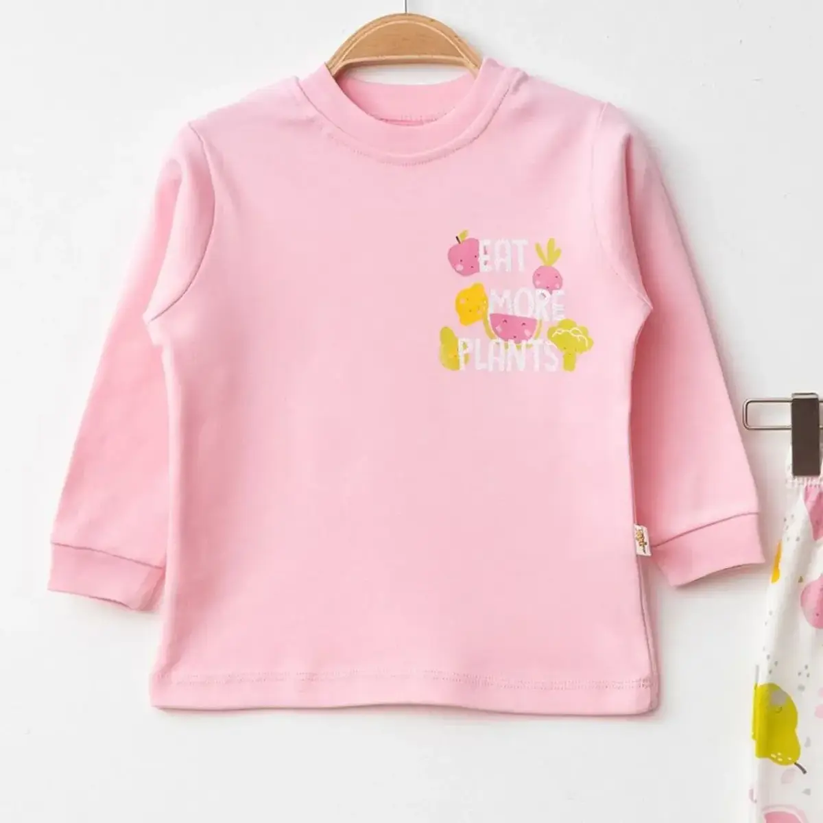 Mini Damla Pijama Takımı Penye Meyve Sebze Emprime Pembe