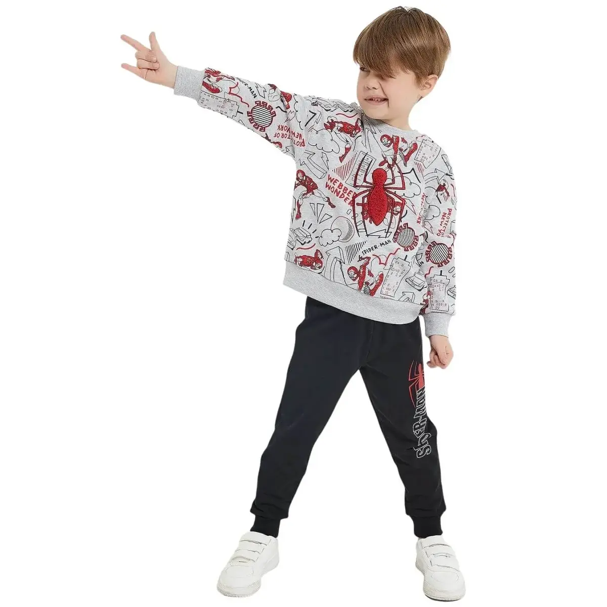 Spider Man Eşofman Takımı Gri Melanj