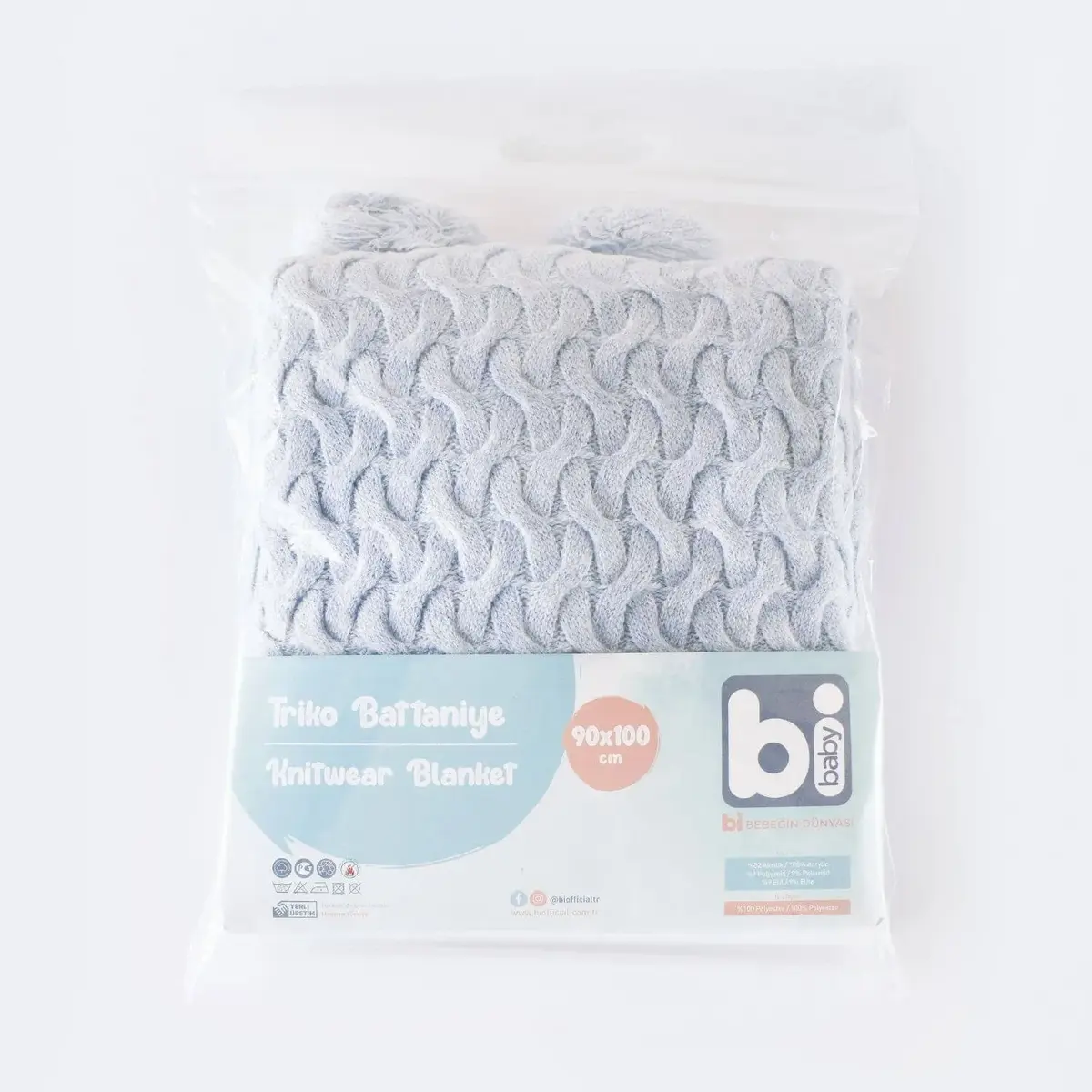 Bibaby Battaniye Hasır Triko Mavi