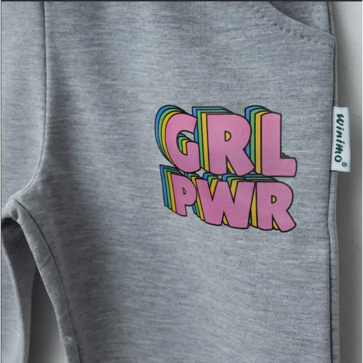 Winimo Eşofman Altı Pwr Girl Baskılı Gri