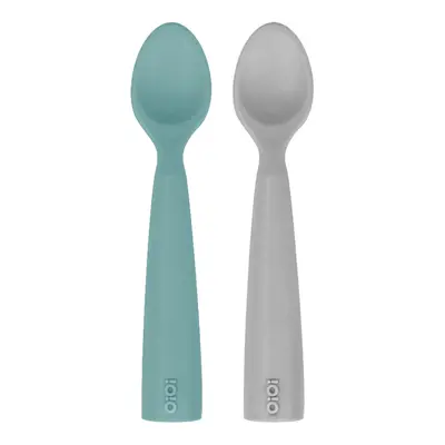 OiOi Nam Nam Kaşık 2li 6+ Ay Aqua Green - Powder Grey