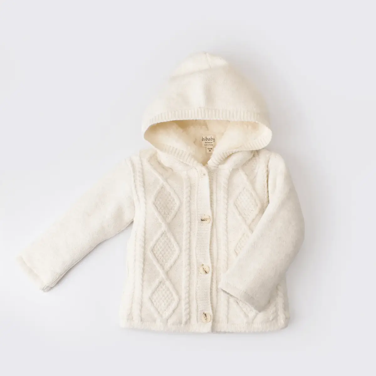 Bibaby Hırka Triko Desenli Welsoftlu Ekru Bibaby Hırka Triko Desenli Welsoftlu Ekru