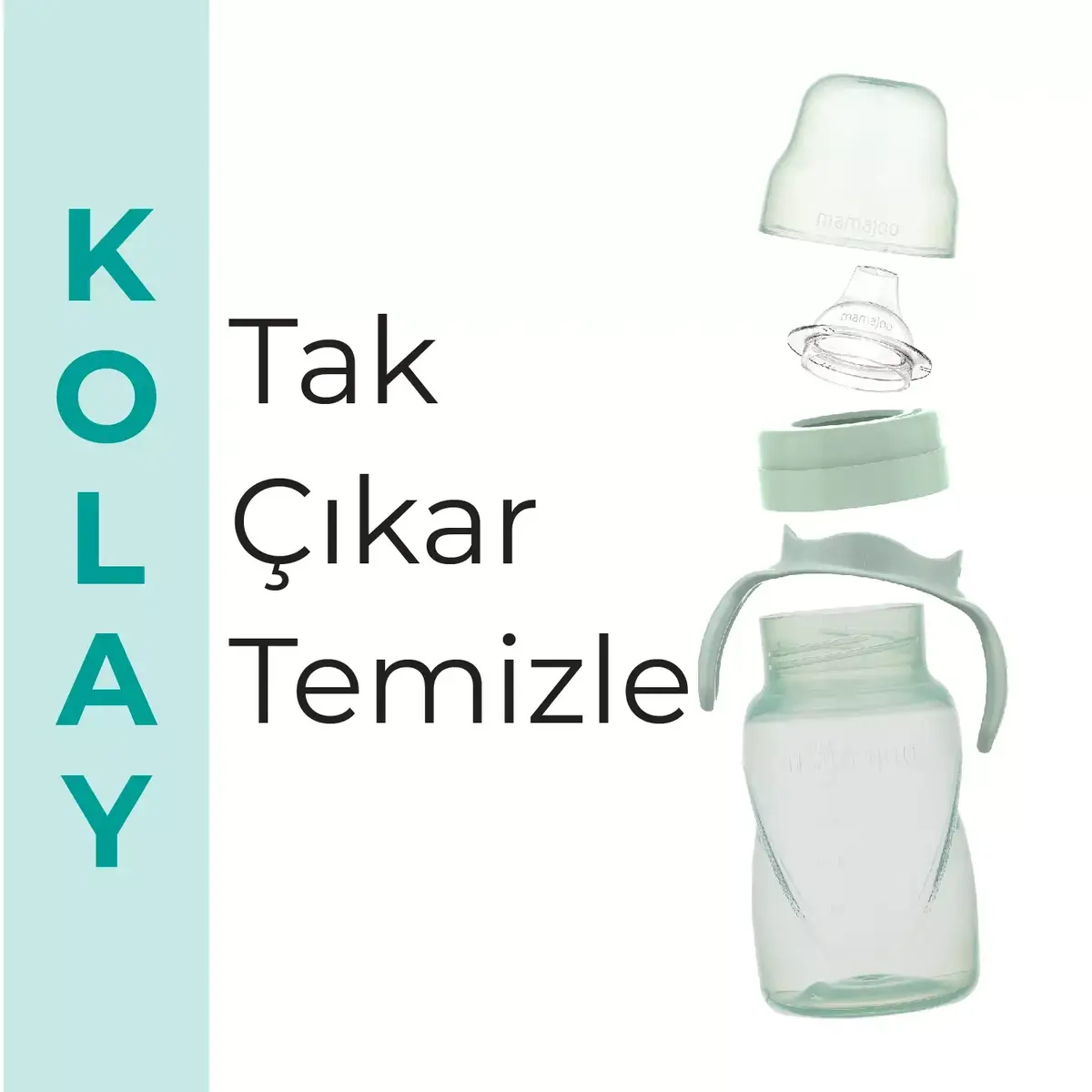 Mamajoo Kulplu Eğitici Bardak 270 ml Powder Green