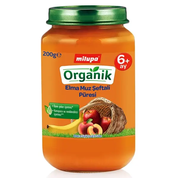 Milupa Organik Elma Muz Şeftali Kavanoz Maması 200 gr