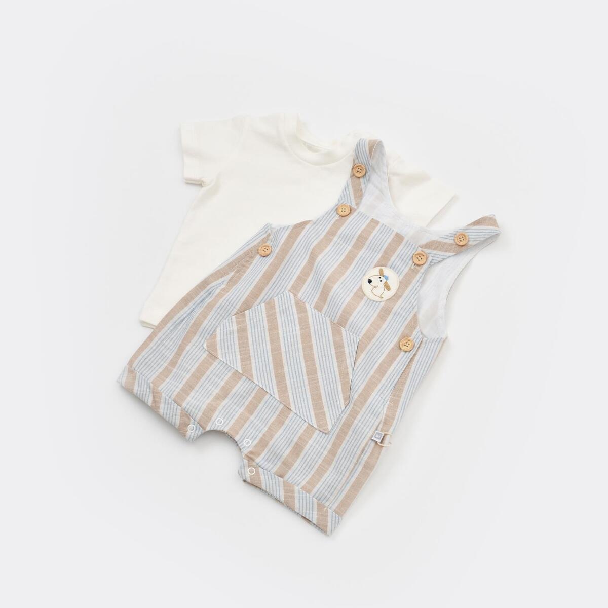 Bibaby Salopet Tulum Stripe Sytle Bej - Mavi