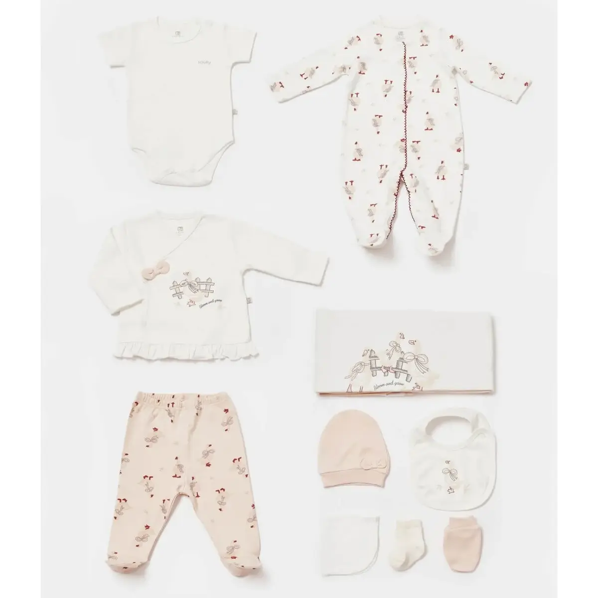Bibaby Hastane Çıkışı 10lu Twinn Duck Ekru - Pembe