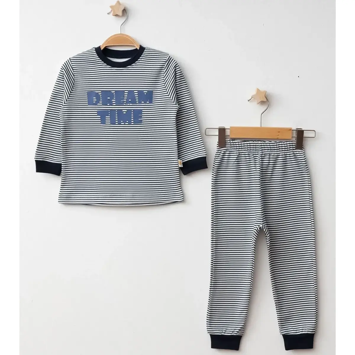 Mini Damla Pijama Takımı Penye Dream Time Baskılı Lacivert
