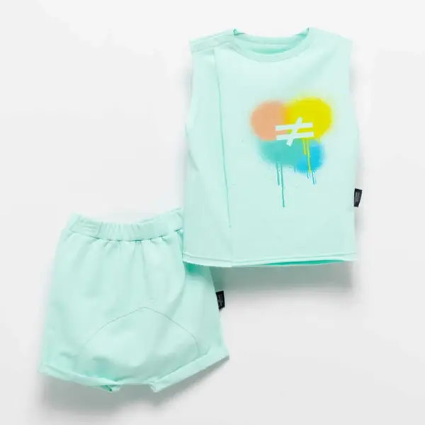 Moi Noi 2li Takım Şortlu Boyalı Mint