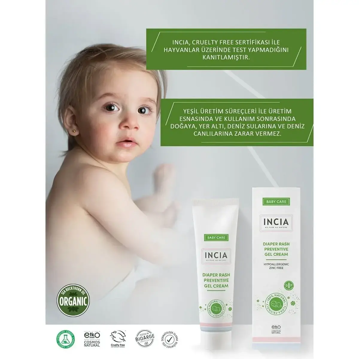 Incia Doğal Pişik Önleyici Jel Krem 60 ml