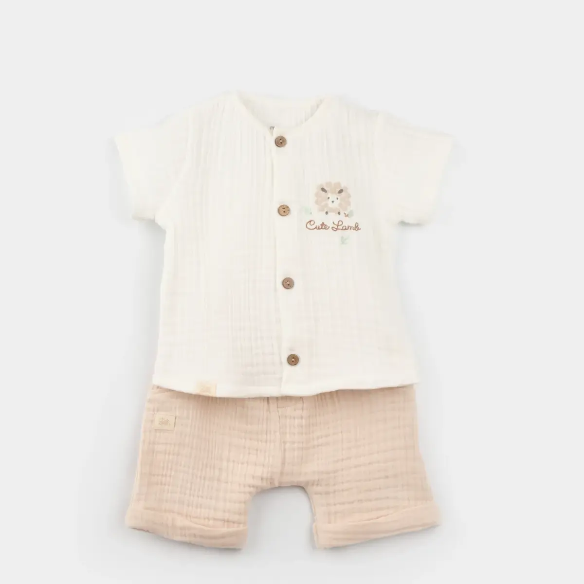 Bibaby 2li Takım Şortlu Lamb Friends Bej Bibaby 2li Takım Şortlu Lamb Friends Bej