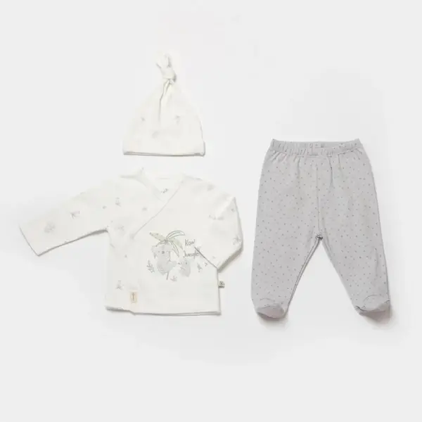 Bibaby Organik Zıbın Takımı 3lü Koala Jungle Gri