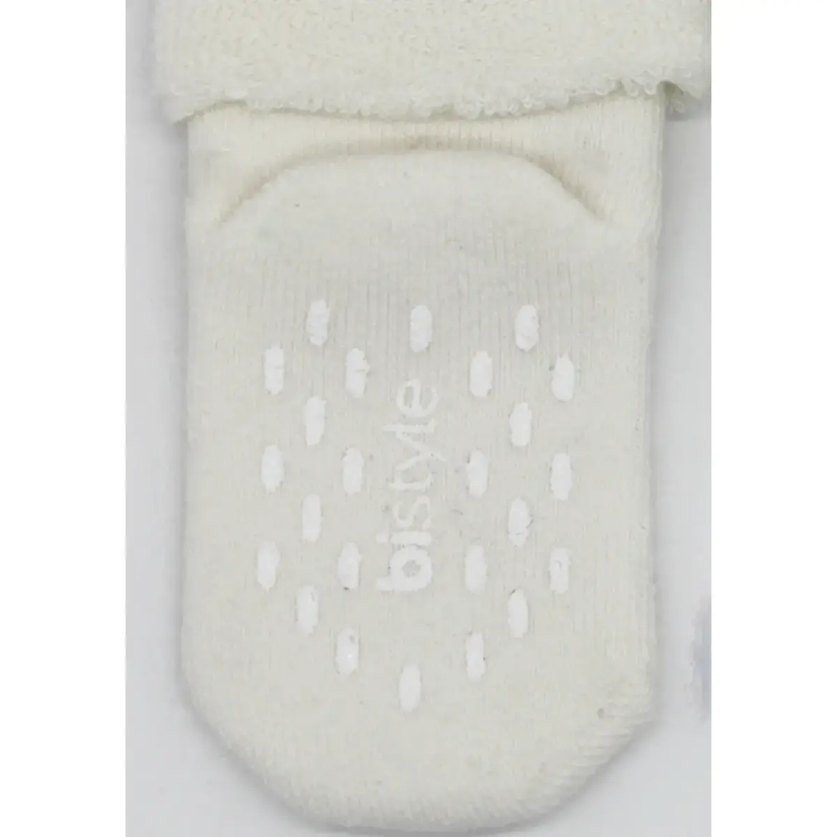 Bistyle Organik Çorap Soket Havlu 2li Kaymaz Çemberli Kıvrık Puanlı  Pudra - Ekru