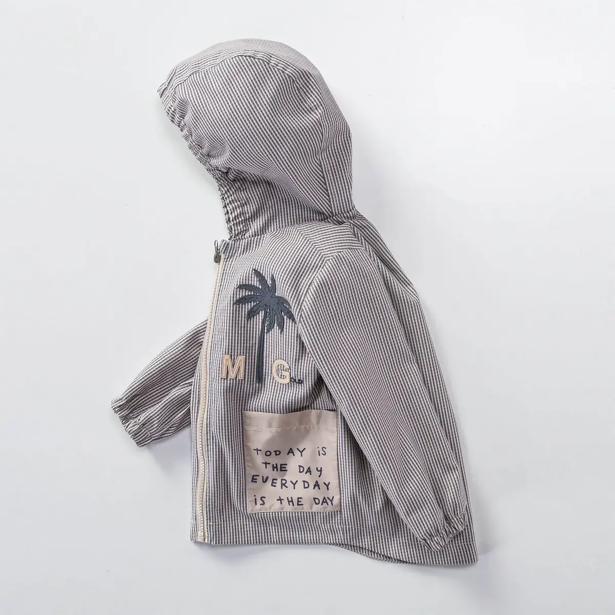 Midimod Yağmurluk Palmiyeli Lacivert