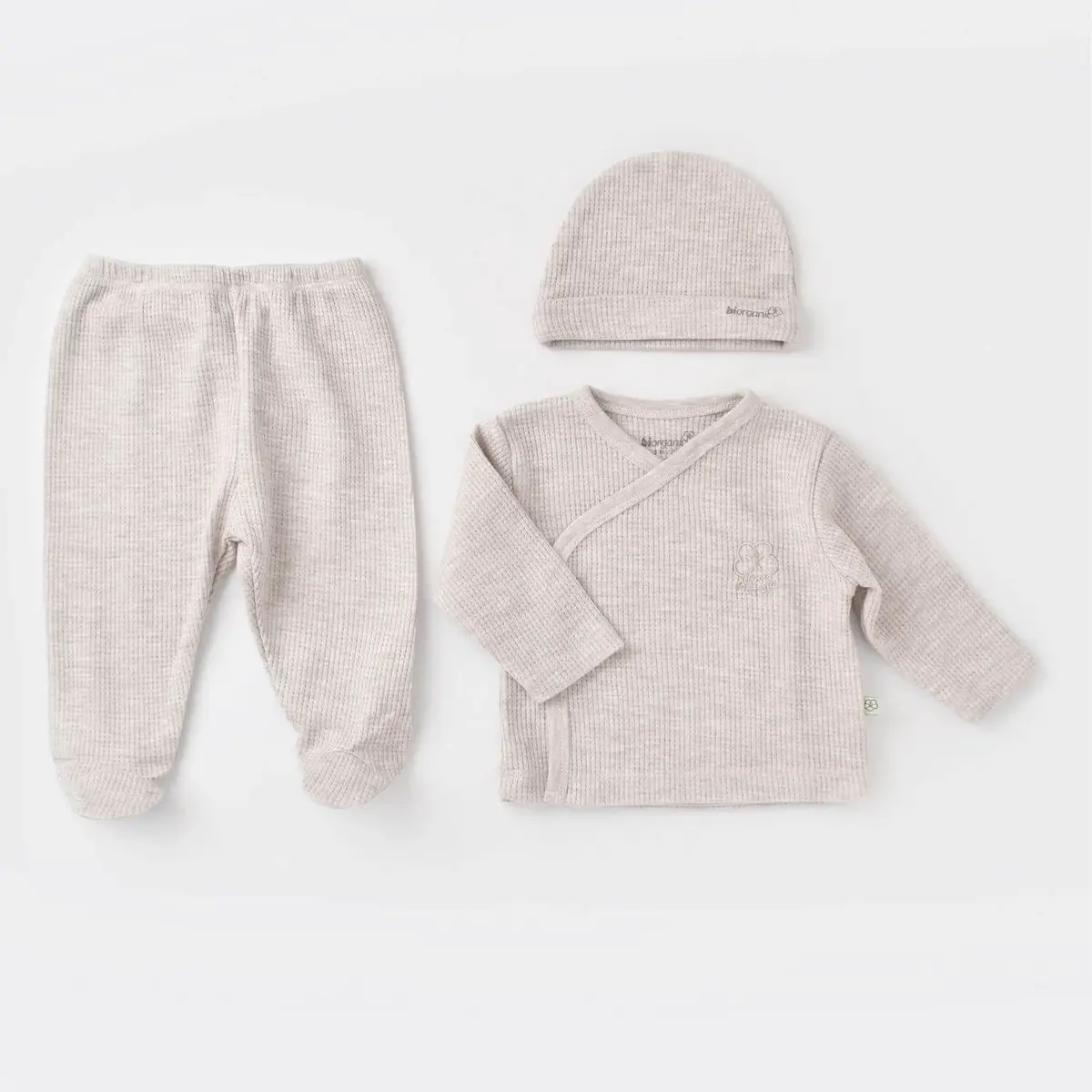 Bibaby Organik Zıbın Takımı 3lü Nature In Waffle Kahve Melanj